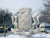 Снежный герб Новосибирска